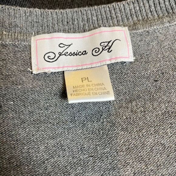 Jessica H Sweater Midi Dress Striped Gray, Khaki, Orange Petite Size L - Picture 4 of 9